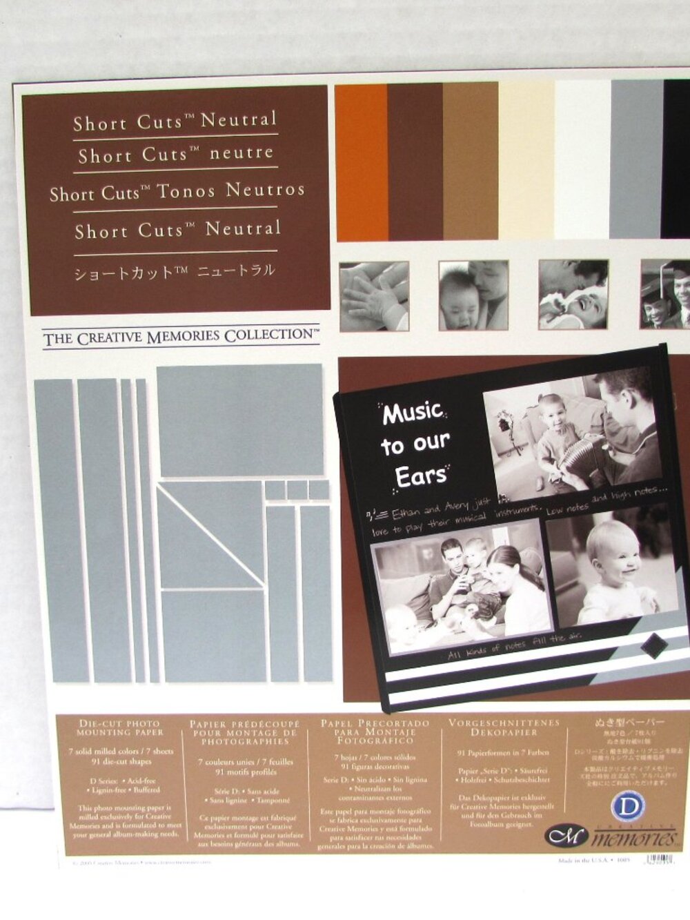 Creative Memories Short Cuts Neutral Color Die Cut Scrapbooking Paper 10x12